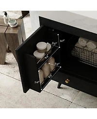 Sillysis 30 Inch Freestanding Bathroom Vanity, Sintered Stone Top, Ceramic Sink, Modern Storage Drawer and Cabinet for Compact Bath
