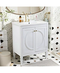 Sillysis 30 Inch Modern Bathroom Vanity with Ceramic Sink, No Assembly Required, Soft-Close Doors and Ample Storage for Home Bath
