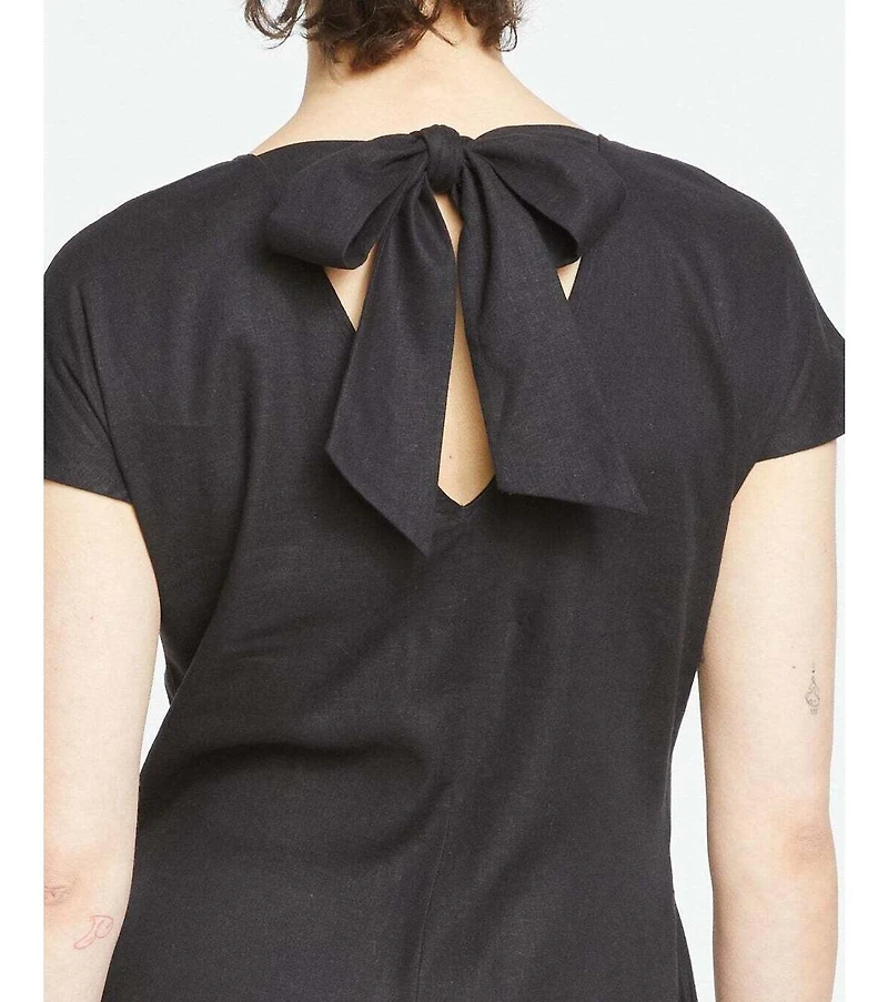 Universal Standard Plus Louvre Bow Back Linen Dress