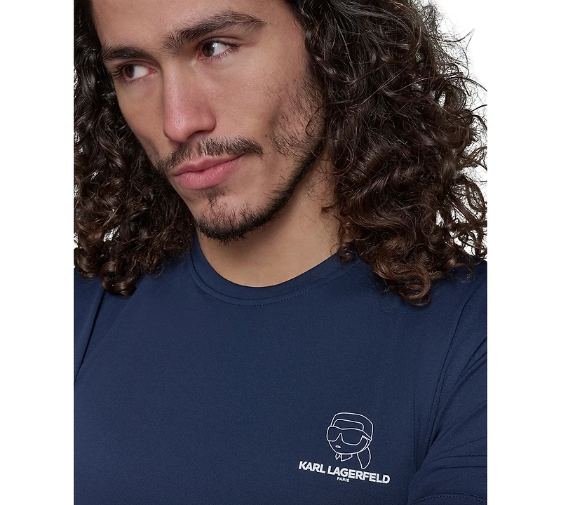 Karl Lagerfeld Paris Men's Crewneck Doll Head Rashguard