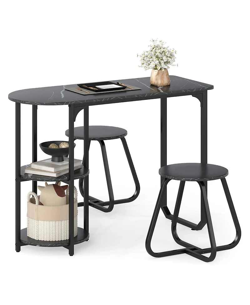 Slickblue Small Space 3 Piece Dining Table Set Industrial Kitchen Furniture