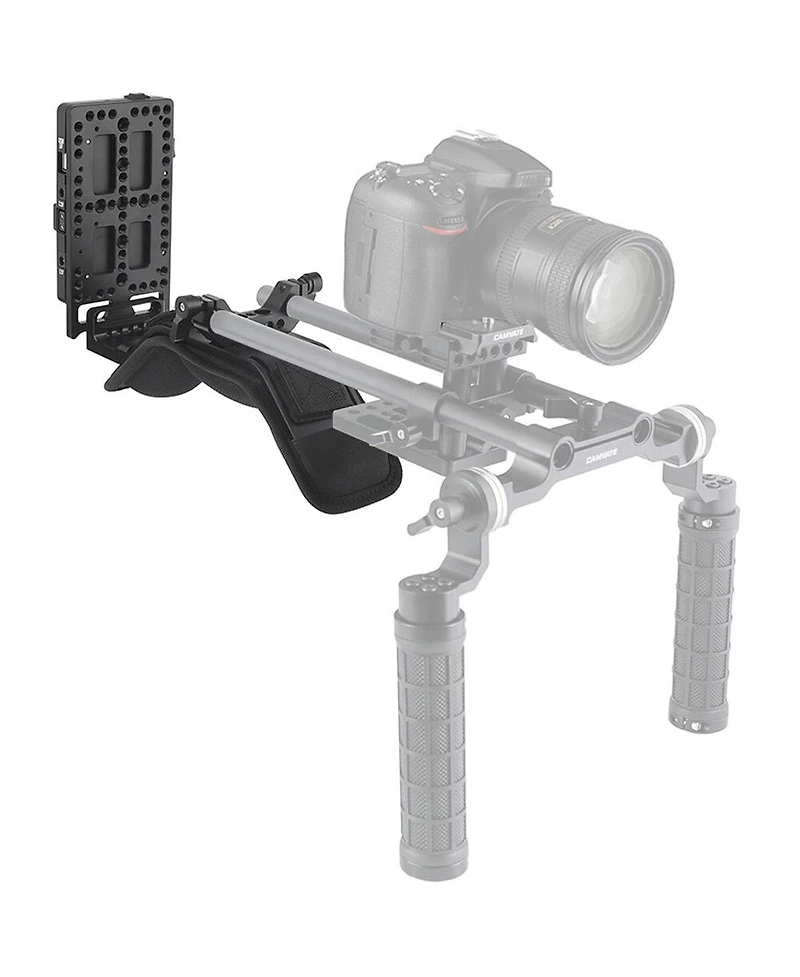Camvate Shoulder Mount with V-Lock Power Splitter and 15mm Dual-Rod Clamp