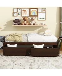 Sailvan Bed with 2 Drawers, Solid Rubber Wood