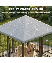 Paw Hut Lockable Dog House Kennel with Water-resistant Roof for Small and Medium Sized Pets, 4.6' x 4.6' x 5'