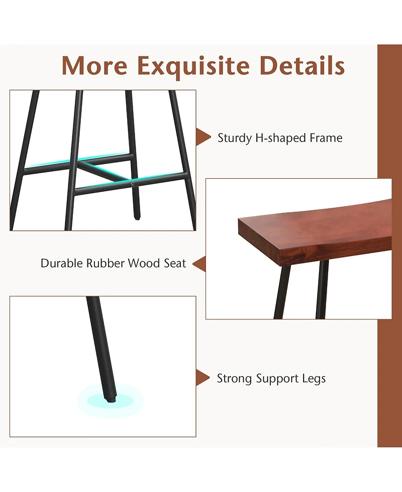 Gymax Saddle-Seat Bar Stool 4 Set Counter Height Bar Stools Curved Seat Surface