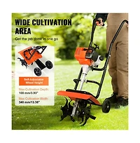 Sugift 31cc 4 Stroke Gas Garden Cultivator Tiller Lightweight Soil Tiller