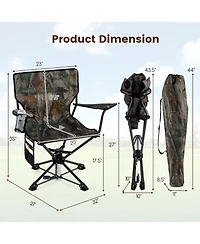 Gouun 360-Degree Silent Swivel Hunting Chair, Portable Foldable Seat with Cup Holder and Storage Pockets