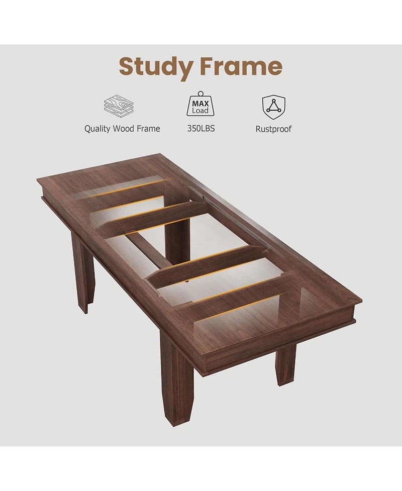 gaomon 63 in-86.6 in Extendable Dining Room Table for 6-10, Farmhouse Kitchen Tables w/Wooden Sturdy Frame