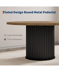gaomon 47" Round Dining Table for 4-6 People, Dining Room Table with Sturdy Waveform Metal Pedestal Base, Farmhouse Circle Kitchen Table