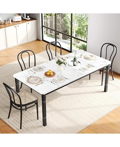 gaomon 79" Large Industrial Dining Table for 6-8 People Rectangular Wood Kitchen Table with Heavy Duty Metal Legs,Writing Desk, Chamfer Design.