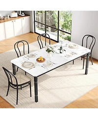 gaomon 79" Large Industrial Dining Table for 6-8 People Rectangular Wood Kitchen Table with Heavy Duty Metal Legs,Writing Desk, Chamfer Design.