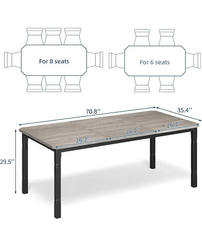 gaomon Industrial Dining Table, Long Kitchen Table with Chamfer Corner and Heavy Duty Metal Legs for Dining Room, Kitchen, Living Room, Easy Assembly