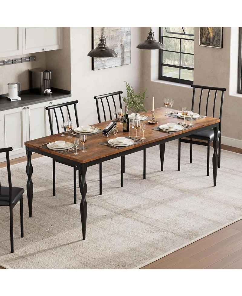 gaomon Rectangular Dining Table for 6, Rustic Farmhouse Kitchen Table with Large Tabletop, Long Wooden Dining Room Table with Heavy Duty Legs