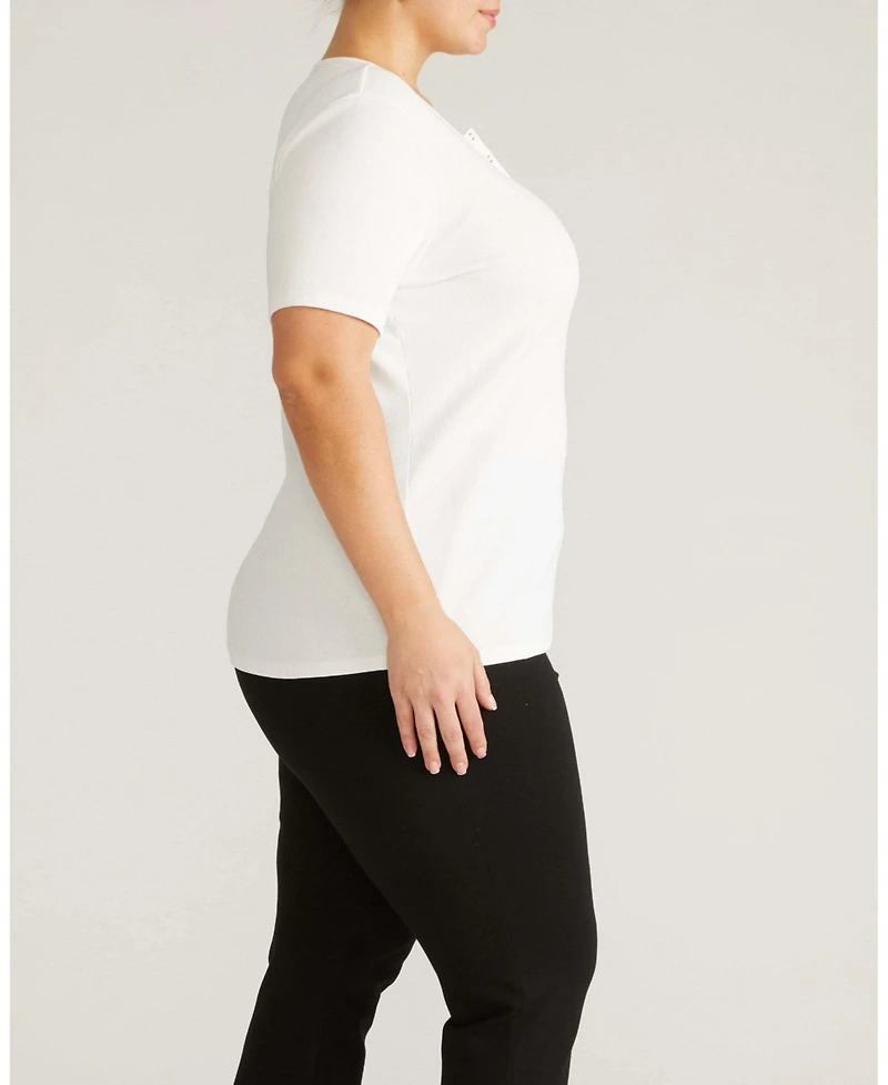 Universal Standard Plus Henley Short Sleeve Ribbed Tee