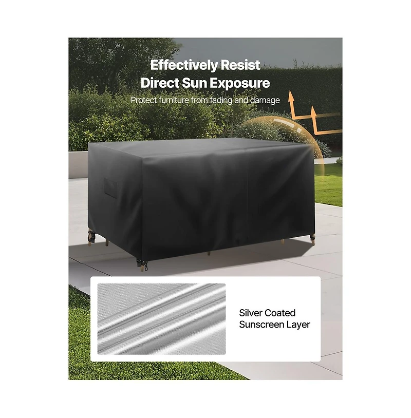 Sugift Waterproof Patio Furniture Cover 94x94x28 in Square Outdoor Table Chair Cover