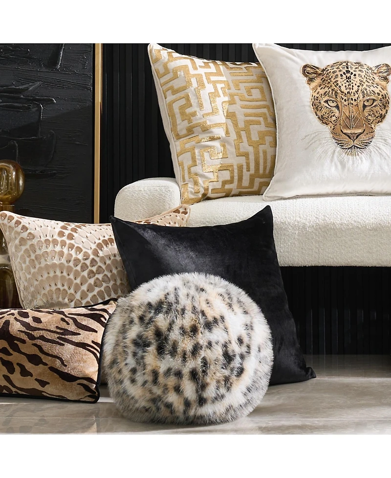 Z Gallerie Spotted Faux Fur Ball Pillow