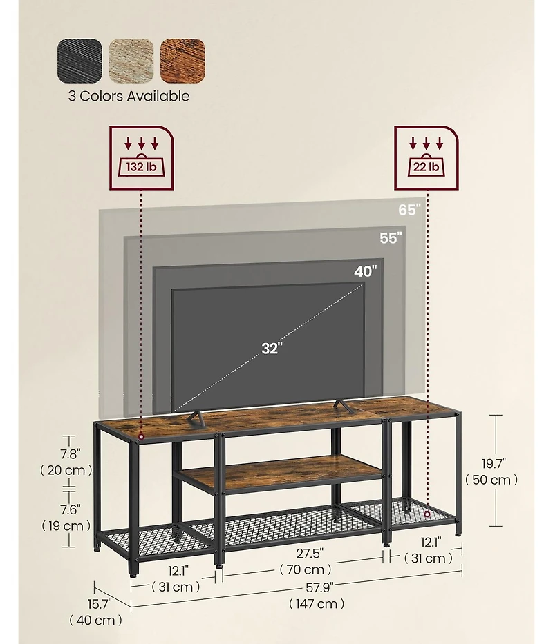 Slickblue Modern Tv Stand for TVs up to 65 Inches with Storage Shelves