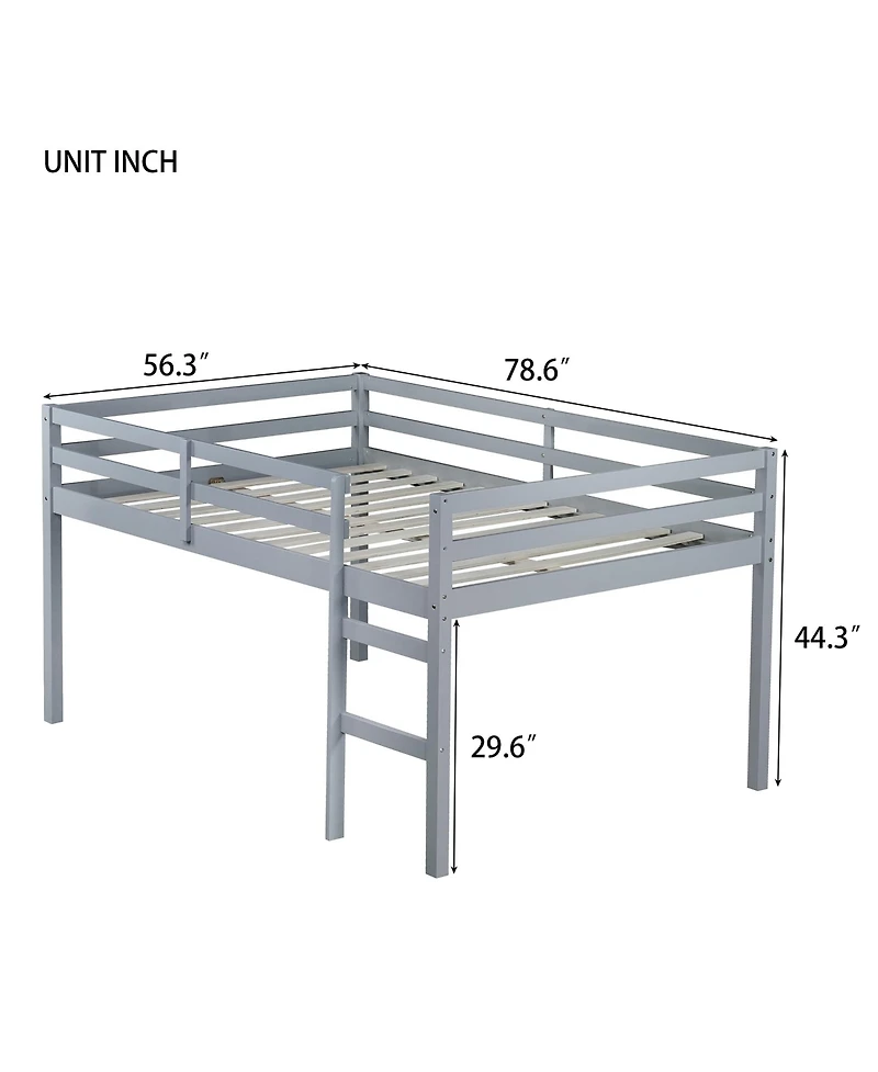 Sailvan Rubber Wood Loft Bed with Ladder