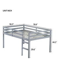 Sailvan Rubber Wood Loft Bed with Ladder