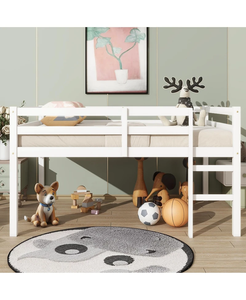 Sailvan Rubber Wood Loft Bed with Ladder