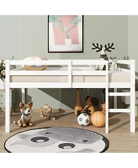 Sailvan Rubber Wood Loft Bed with Ladder