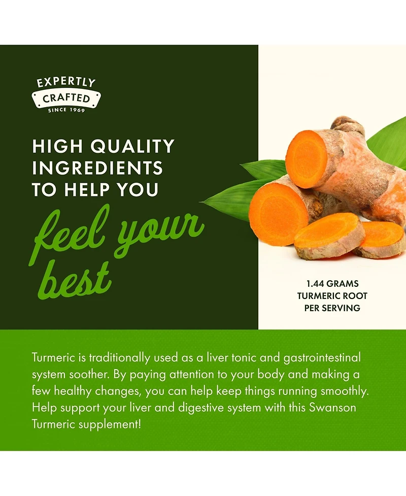 Swanson Turmeric Antioxidant Supplement, Joint, Heart, Liver, Mood and Memory Support, Curcuma Longa 720 Miligram, 240 Capsules, 120 Servings