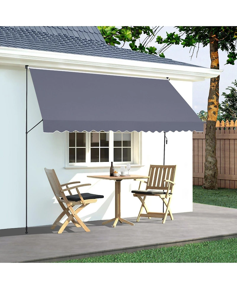Gouun 178 x 47 in Retractable Patio Awning with Manual Crank Handle, Adjustable Height 86 to 122 in