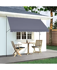 Gouun 178 x 47 in Retractable Patio Awning with Manual Crank Handle, Adjustable Height 86 to 122 in