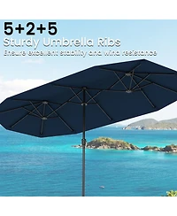 Gouun 13 feet Double-Sided Patio Market Umbrella with 12-Rib Frame and Crank Handle