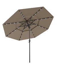 Gouun 10 feet Solar Led 3-Tier Vented Patio Umbrella with 32 Lights and Tilt Adjustment