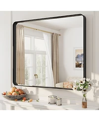 Apmir 30" x 36" High-Strength Tempered Glass and Aluminum Alloy Framed Wall Decor Bathroom Vanity Mirror