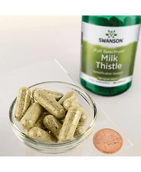 Swanson Milk Thistle Herbal Liver Support Supplement quality Formula Helping to Maintain Overall Health and Wellbeing 100 Capsules