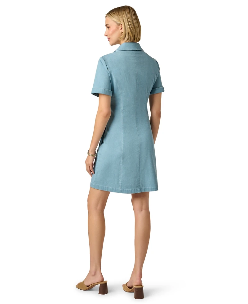 Adrianna Papell Women's Chambray Collared V-Neck Dress