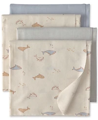 Carter's Baby Boys' Whale Receiving Blankets, 4-Pack