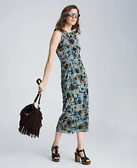 Kenneth Cole Women's Sandra Printed Side Ruched Midi Dress
