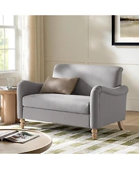 Hulala Home Terren 50.5"W Farmhouse Linen Upholstery Loveseat With Solid Wood Spindle Legs