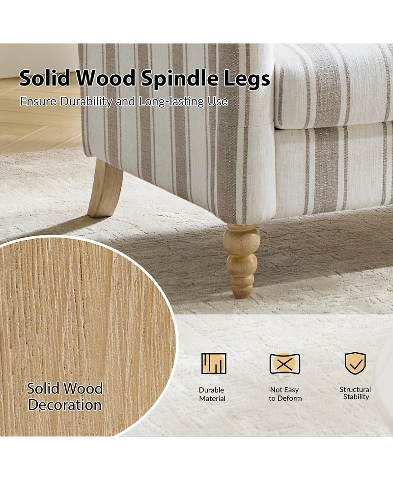 Hulala Home Terren 50.5"W Farmhouse Linen Upholstery Loveseat With Solid Wood Spindle Legs