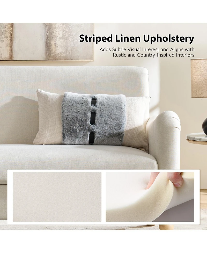Hulala Home Terren 50.5"W Farmhouse Linen Upholstery Loveseat With Solid Wood Spindle Legs