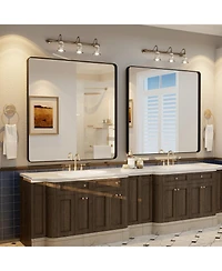 Apmir 38" x 40" High-Strength Tempered Glass and Aluminum Alloy Framed Wall Decor Bathroom Vanity Mirror