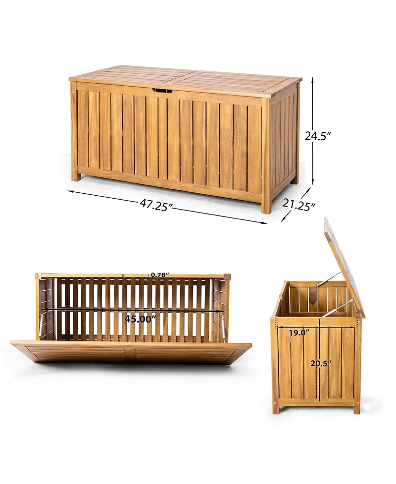 sumyeg Acacia Wood Outdoor Storage Portside 100Gallons Wood Deck Box