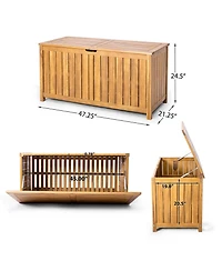 sumyeg Acacia Wood Outdoor Storage Portside 100Gallons Wood Deck Box