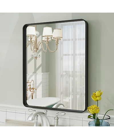 Apmir 16" x 20" High-Strength Tempered Glass and Aluminum Alloy Framed Wall Decor Bathroom Vanity Mirror