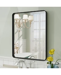 Apmir 16" x 20" High-Strength Tempered Glass and Aluminum Alloy Framed Wall Decor Bathroom Vanity Mirror