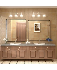 Apmir 32" x 36" High-Strength Tempered Glass and Aluminum Alloy Framed Wall Decor Bathroom Vanity Mirror