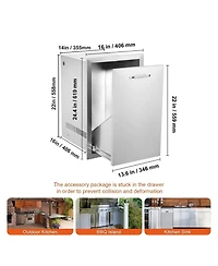 Sugift Outdoor Kitchen Propane Tank Drawer 16in W x 24.4in H x 16in D Stainless Steel