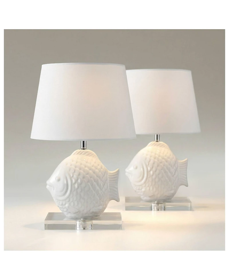 360 Lighting Finely 13 1/2"H Tropical Fish Ceramic Lamp Set of 2