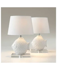 360 Lighting Finely 13 1/2"H Tropical Fish Ceramic Lamp Set of 2
