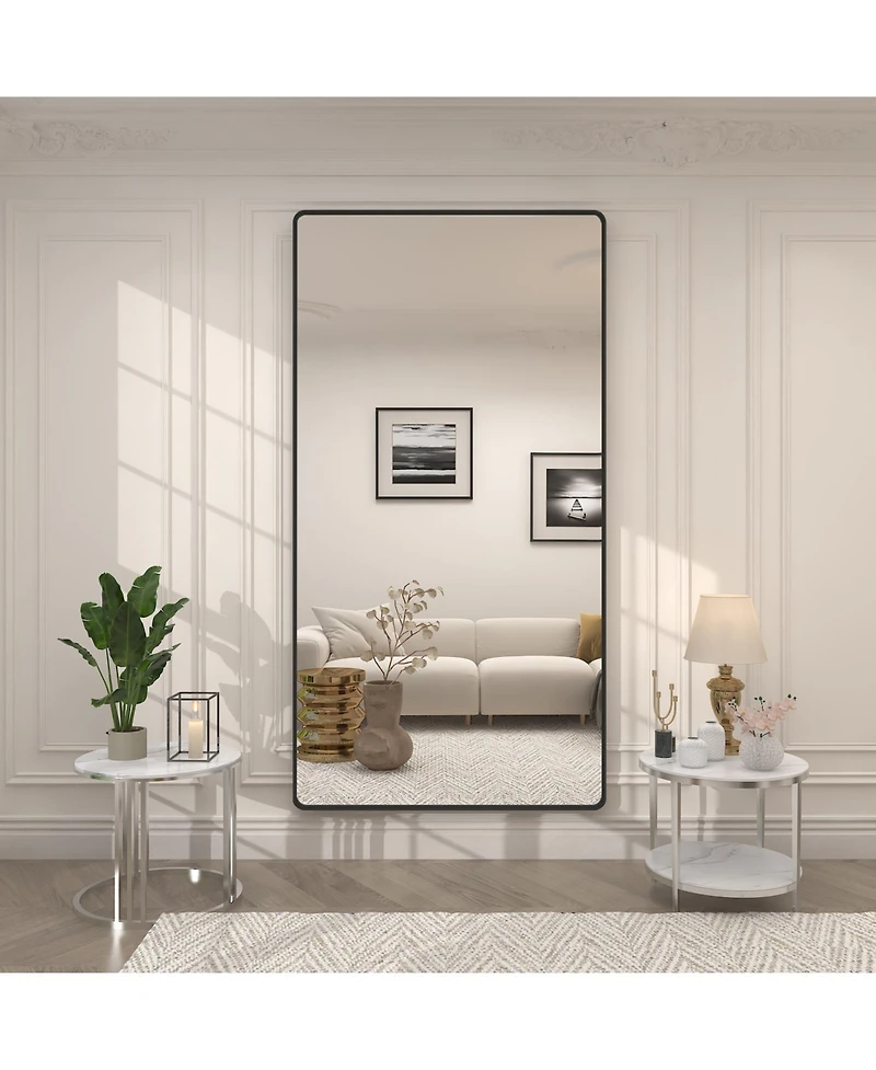 Apmir 72" x 36" High-Strength Tempered Glass and Aluminum Alloy Framed Wall Decor Bathroom Vanity Mirror