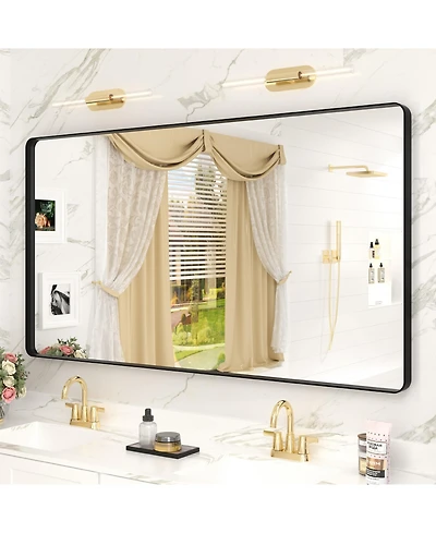 Apmir 51" x 30" High-Strength Tempered Glass and Aluminum Alloy Framed Wall Decor Bathroom Vanity Mirror