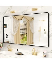 Apmir 51" x 30" High-Strength Tempered Glass and Aluminum Alloy Framed Wall Decor Bathroom Vanity Mirror